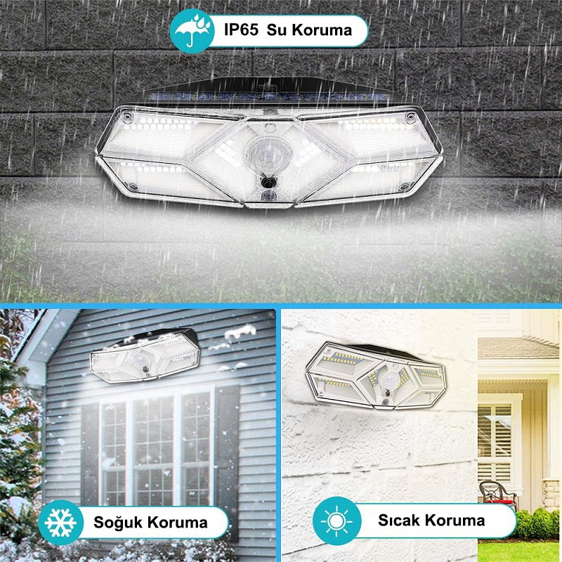 GREENTECH GT-SL13 GÜNEŞ ENERJİLİ HAREKET SENSÖRLÜ, 6 TARAFLI 104 LED AYDINLATMA